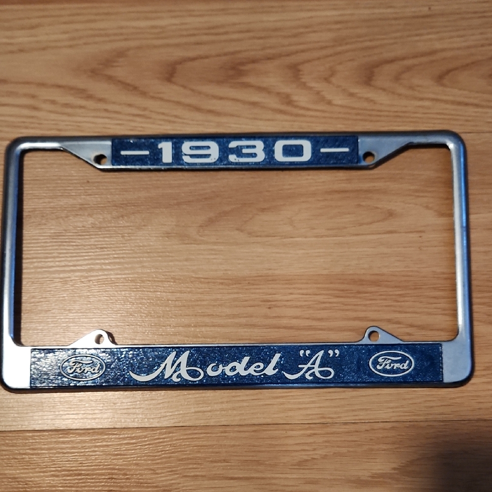 Ford Model A 1930 Blue Silver License Plate Frame